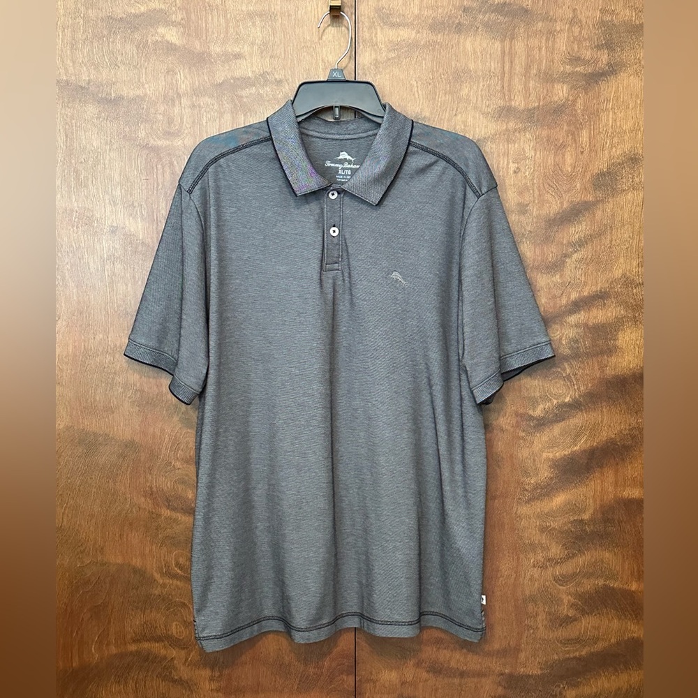 Tommy Bahama Short Sleeve Pima Cotton Polo Shirt Mens XL Gray Pullover Golf EUC